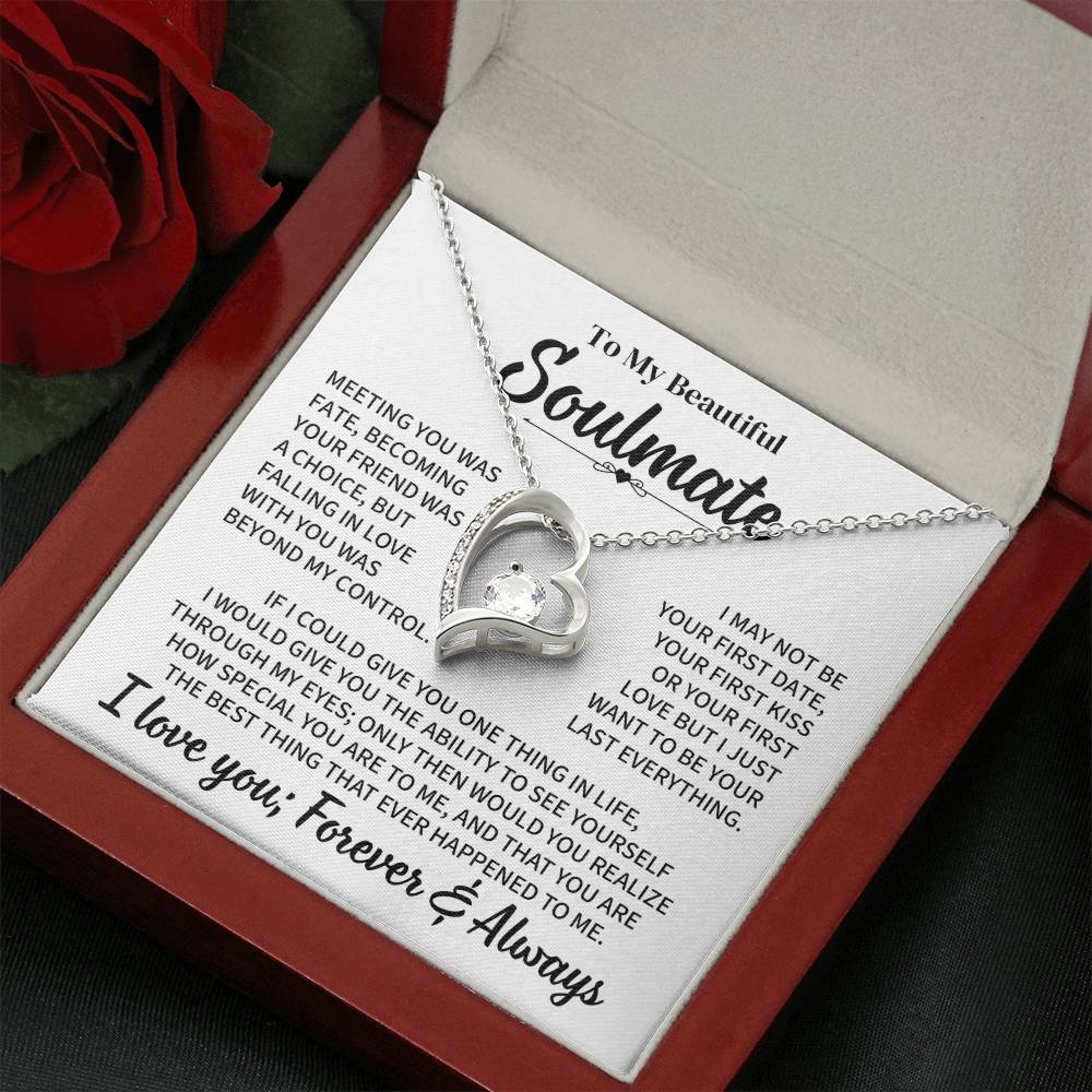 TO MY BEAUTIFUL SOULMATE THROUGH MY EYES FOREVER LOVE NECKLACE GIFT SET