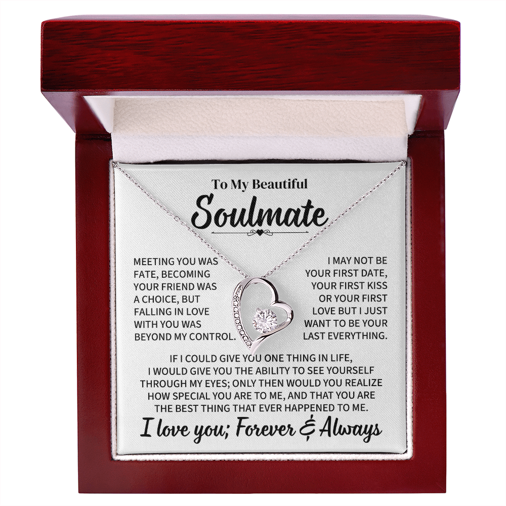 TO MY BEAUTIFUL SOULMATE THROUGH MY EYES FOREVER LOVE NECKLACE GIFT SET