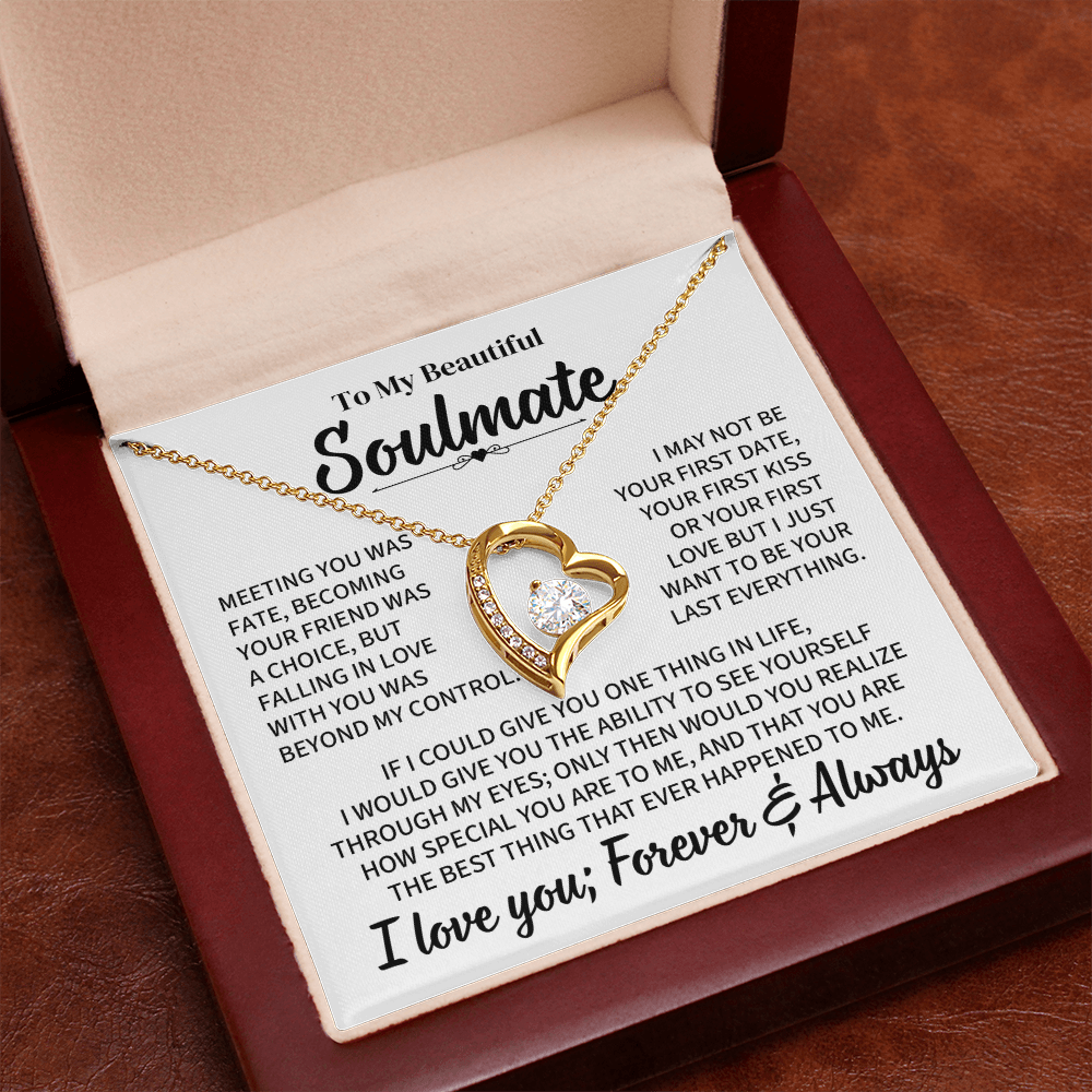 TO MY BEAUTIFUL SOULMATE THROUGH MY EYES FOREVER LOVE NECKLACE GIFT SET