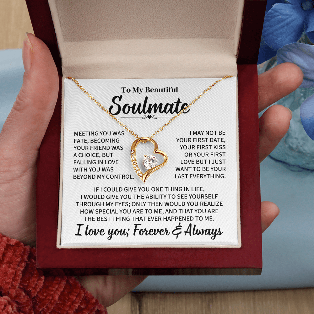 TO MY BEAUTIFUL SOULMATE THROUGH MY EYES FOREVER LOVE NECKLACE GIFT SET