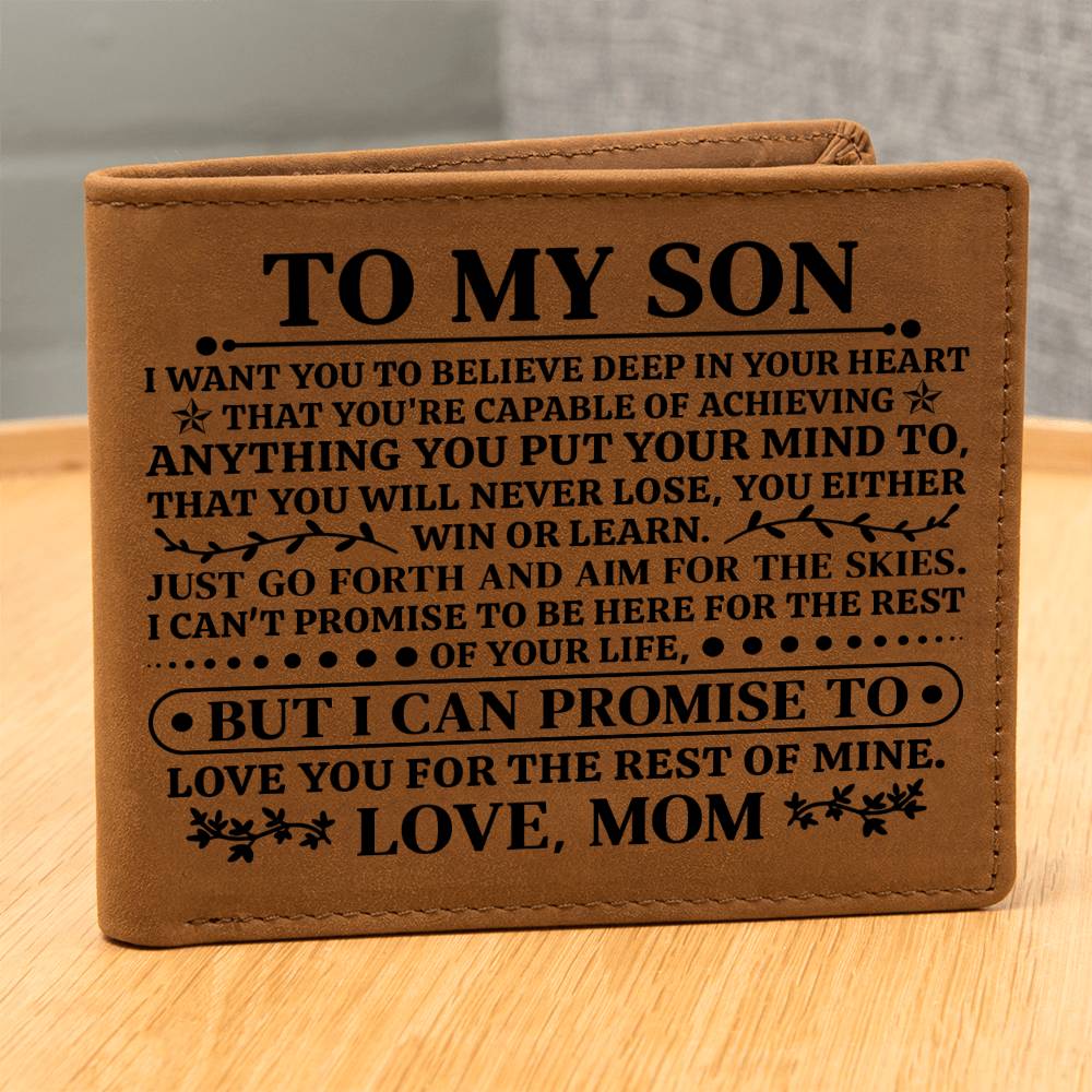 TO MY SON PROMISE BLACK LEATHER WALLET