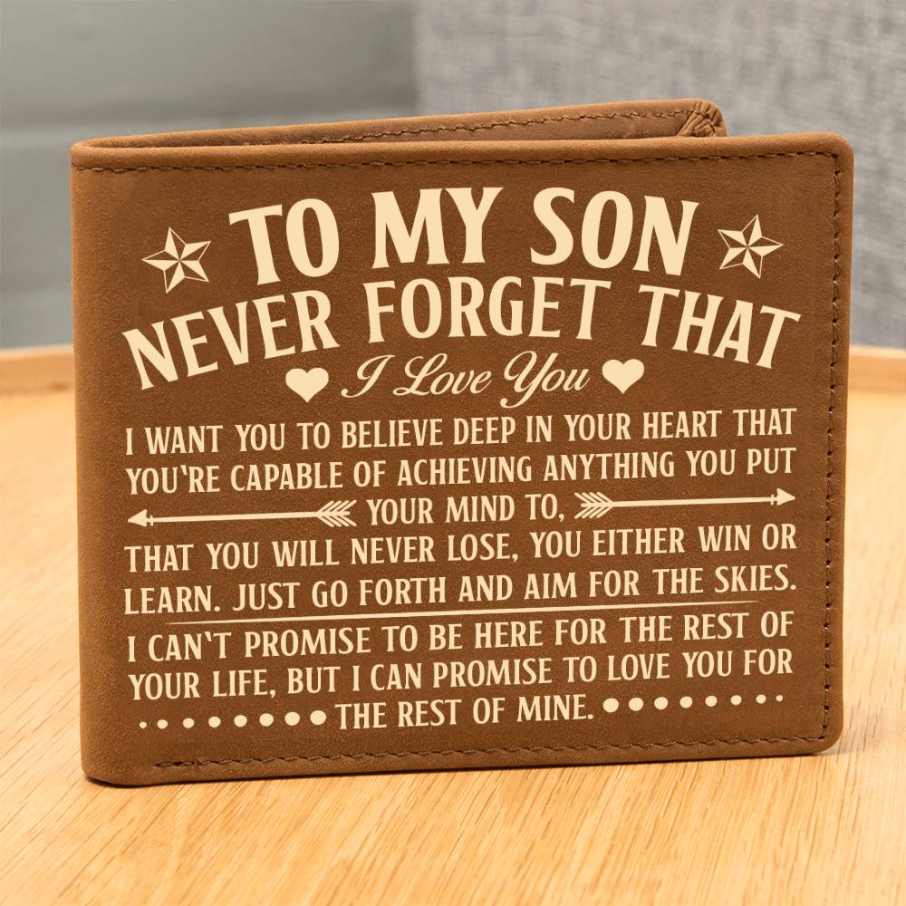 TO MY SON SKIES YELLOW LEATHER WALLET