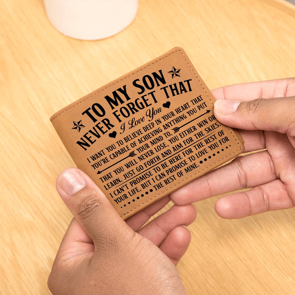 TO MY SON SKIES BLACK LEATHER WALLET