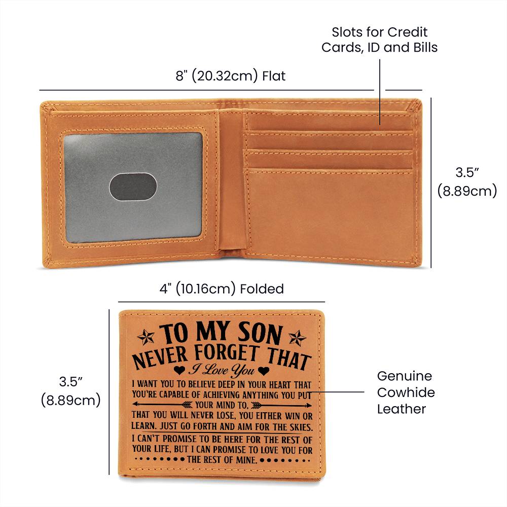 TO MY SON SKIES BLACK LEATHER WALLET