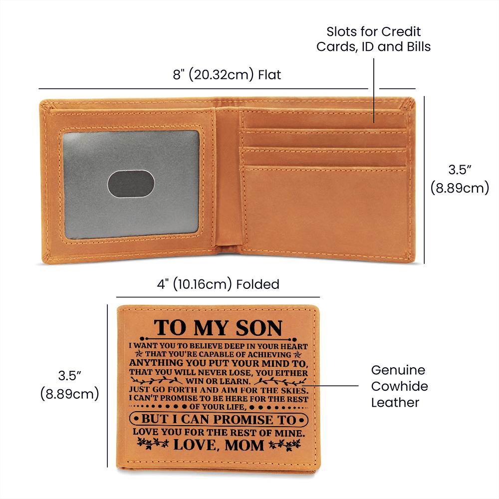 TO MY SON PROMISE BLACK LEATHER WALLET