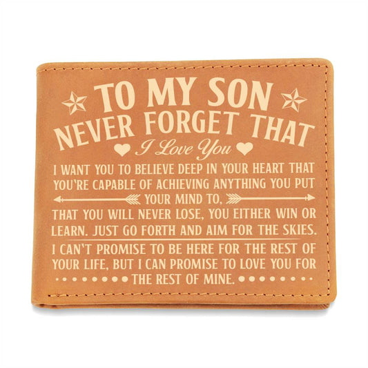 TO MY SON SKIES YELLOW LEATHER WALLET