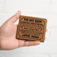 TO MY SON STAND TALL BLACK LEATHER WALLET