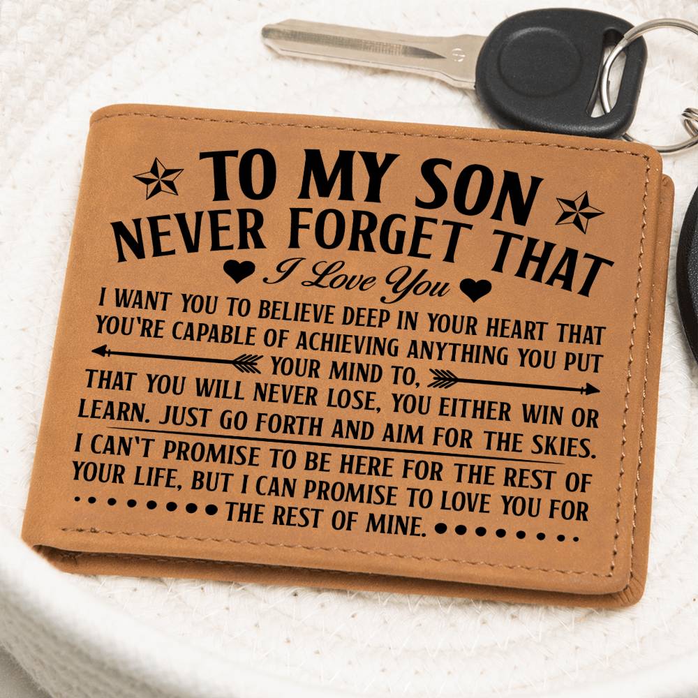 TO MY SON SKIES BLACK LEATHER WALLET