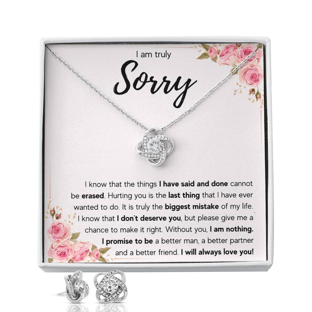I'M SORRY MISTAKE  LOVE KNOT NECKLACE AND EARRINGS
