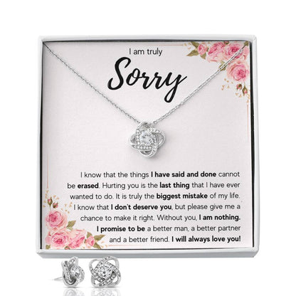 I'M SORRY MISTAKE  LOVE KNOT NECKLACE AND EARRINGS
