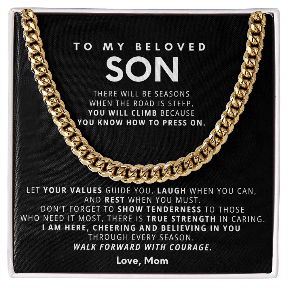 To my son,  Let your values guide you, laugh when you can