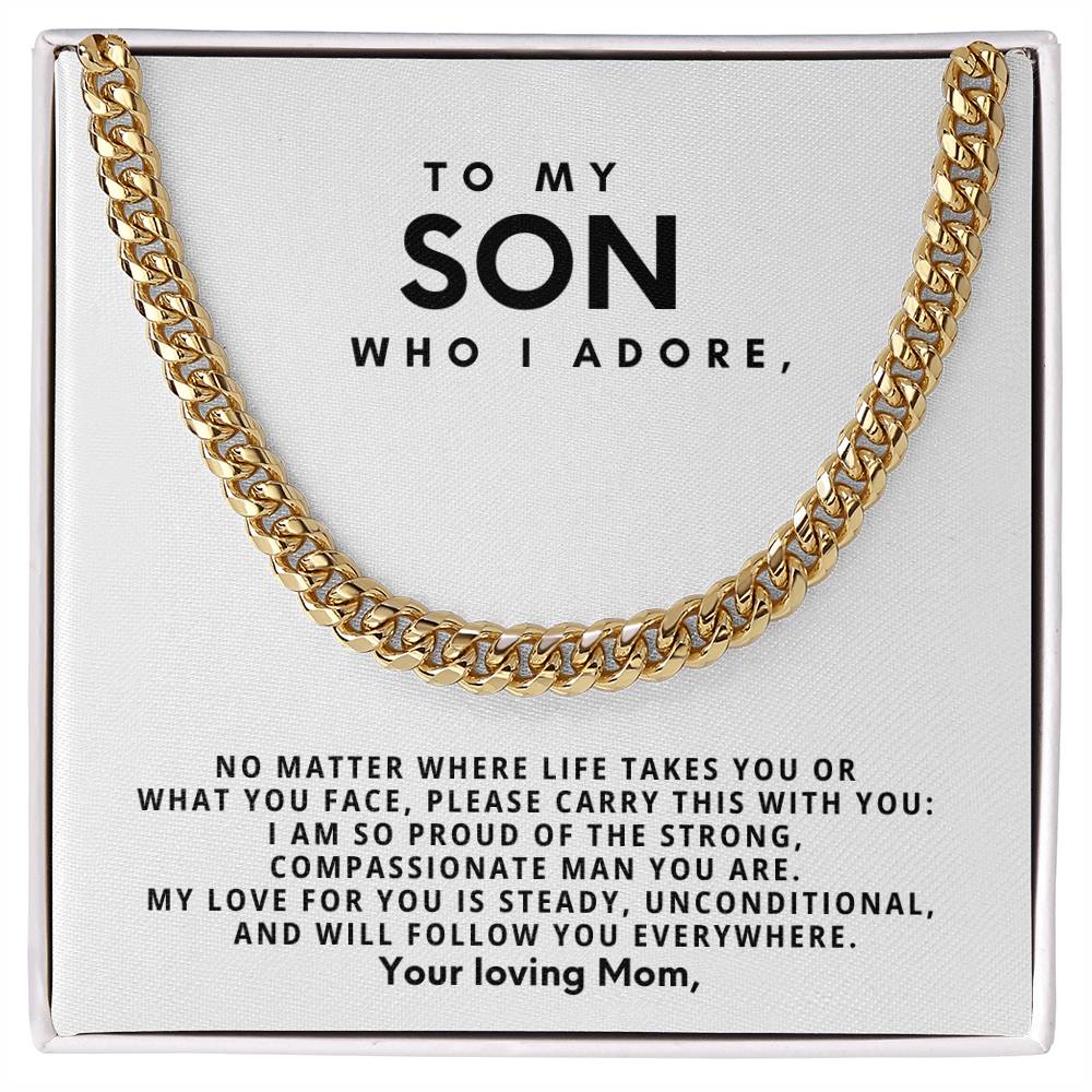 To my son, who I adore, My love for you is steady, unconditional, and will follow you everywhere