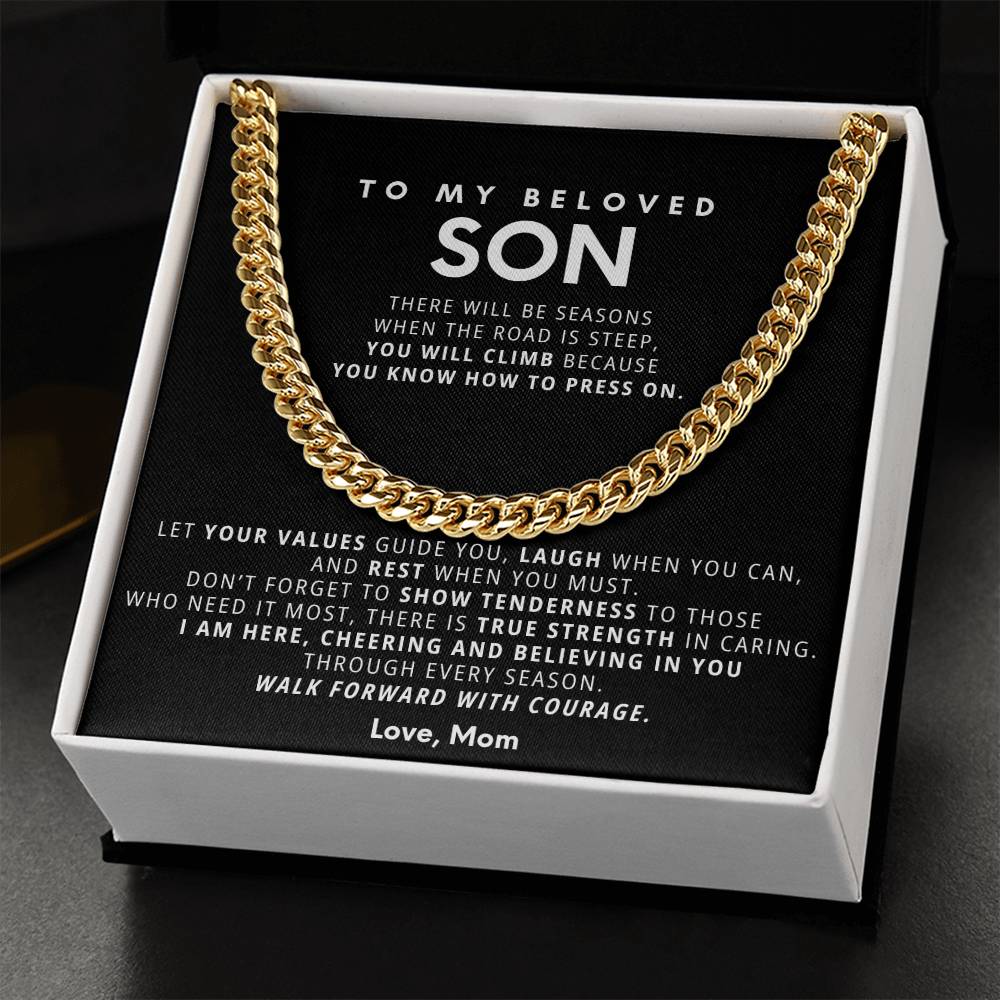 To my son,  Let your values guide you, laugh when you can