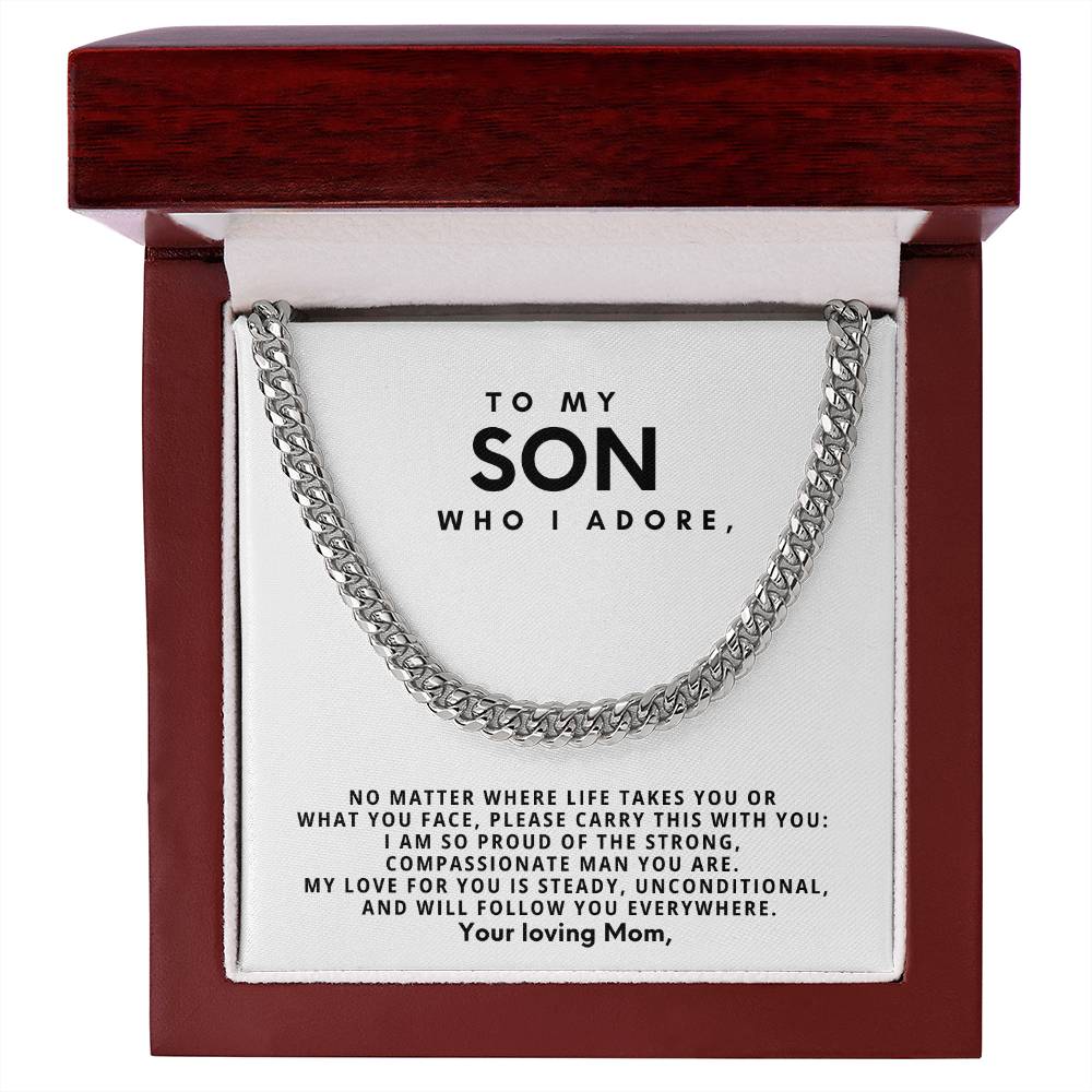 To my son, who I adore, My love for you is steady, unconditional, and will follow you everywhere