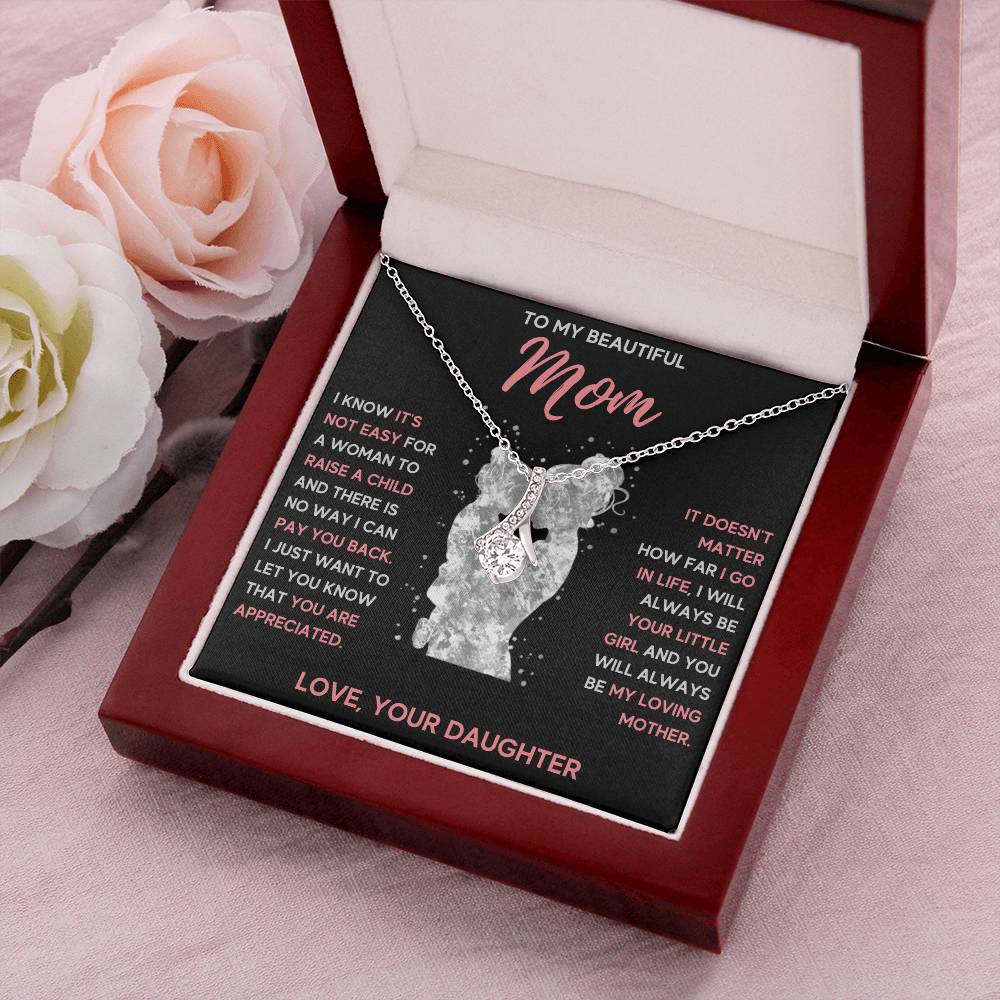 TO MY BEAUTIFUL MOM LITTLE GIRL ALLURING BEAUTY NECKLACE GIFT SET