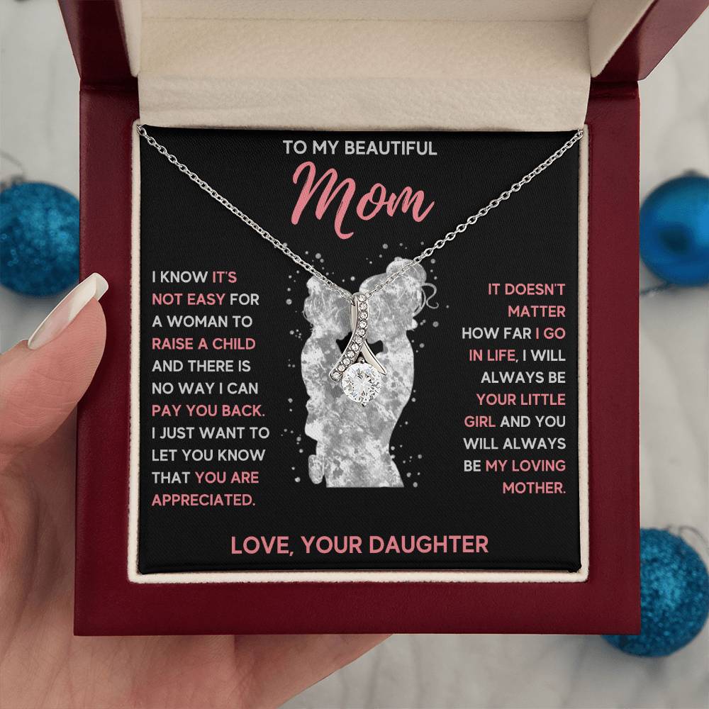 TO MY BEAUTIFUL MOM LITTLE GIRL ALLURING BEAUTY NECKLACE GIFT SET