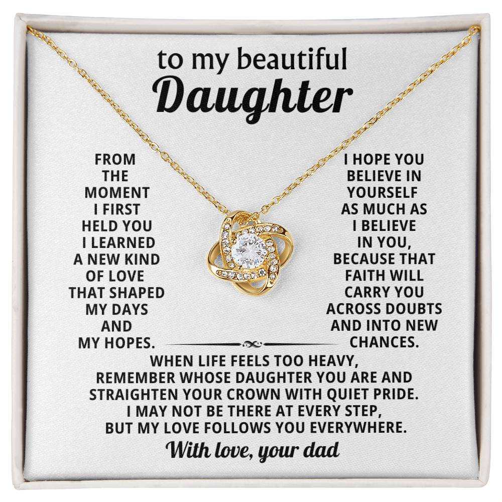 To my beautiful Daughter, From the moment I first held you I learned a new kind of love that shaped my days