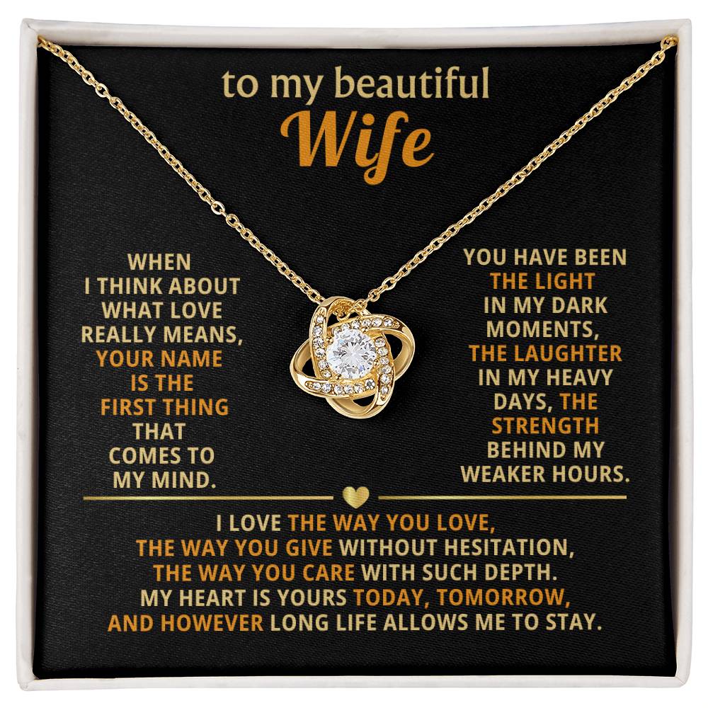 To my beautiful wife, your name is the first thing that comes to my mind