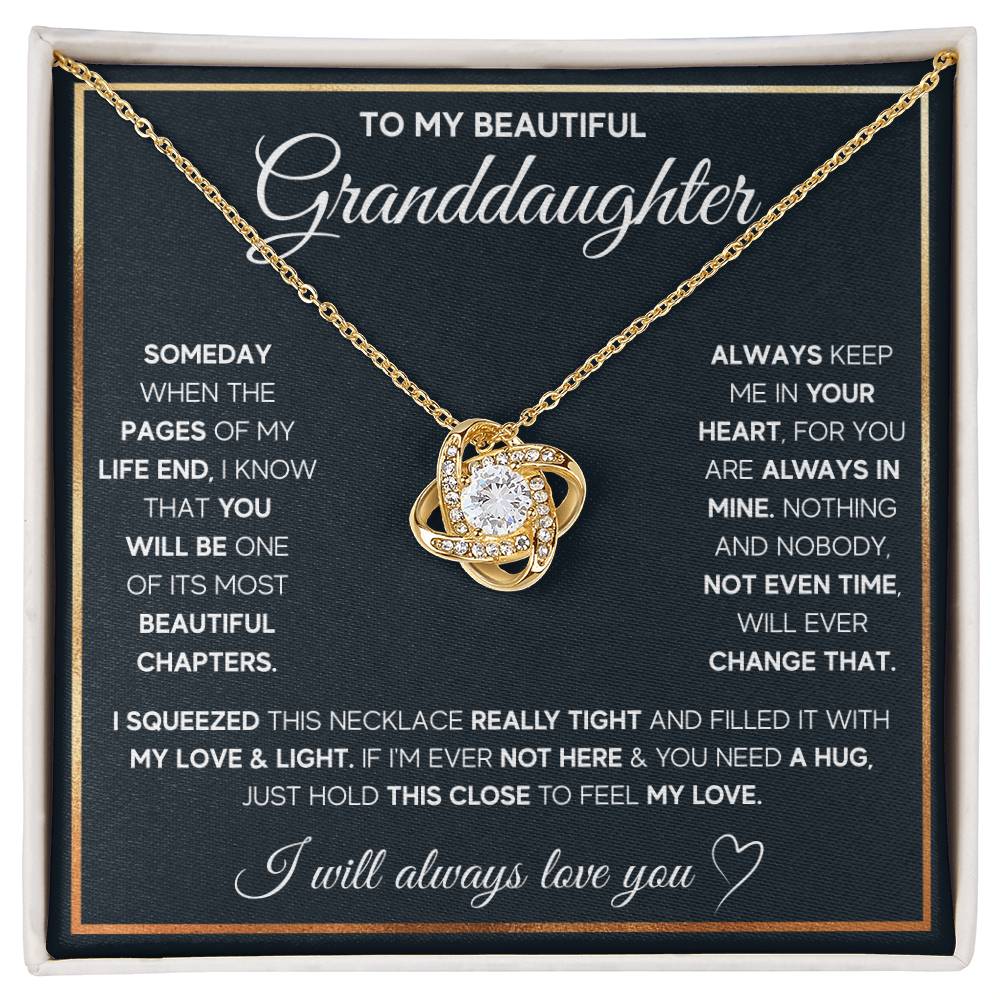 TO MY GRANDDAUGHTER SQUEEZED LOVE KNOT NECKLACE GIFT SET WHITE & GOLD