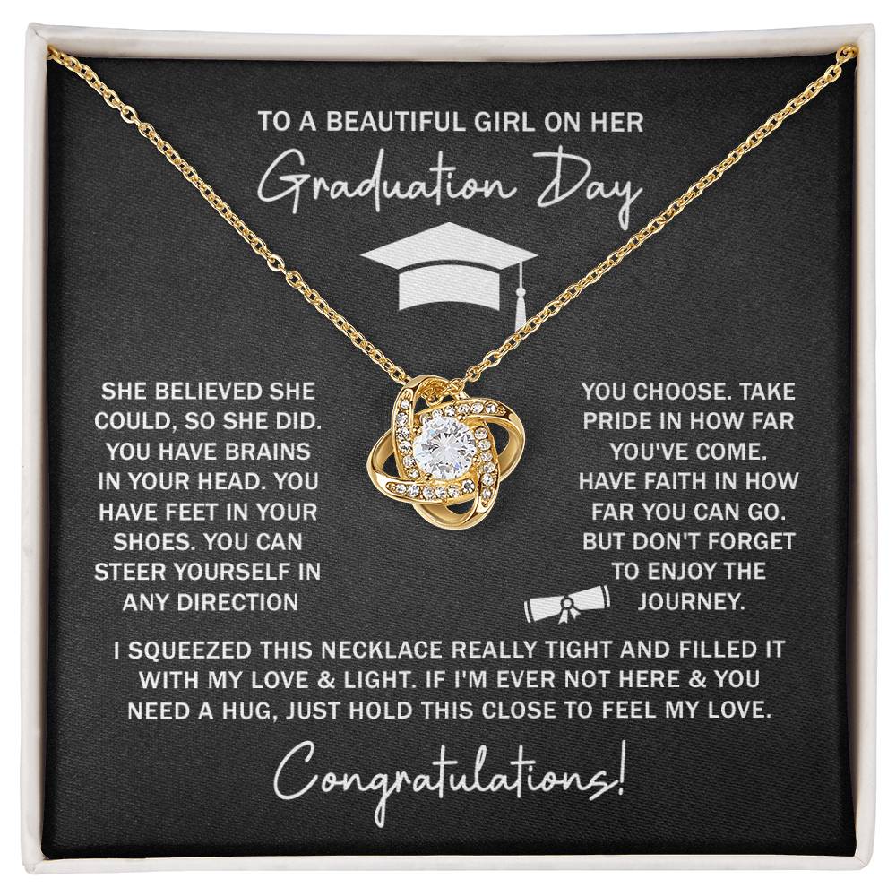 GRADUATION FOR HER SQUEEZED  LOVE KNOT NECKLACE