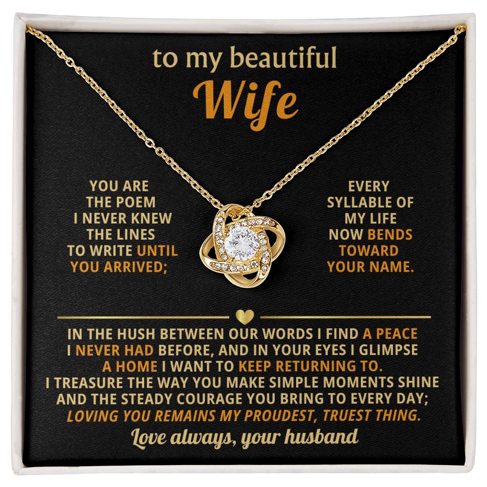 To my beautiful Wife, You are the poem I never knew the lines to write until you arrived