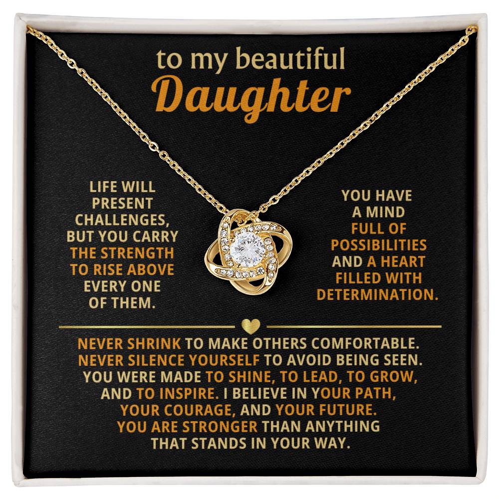 To my beautiful Daughter, You are stronger than anything that stands in your way.