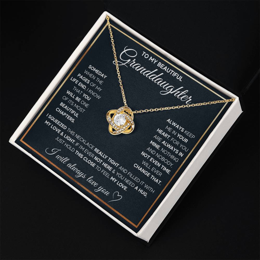 TO MY GRANDDAUGHTER SQUEEZED LOVE KNOT NECKLACE GIFT SET WHITE & GOLD