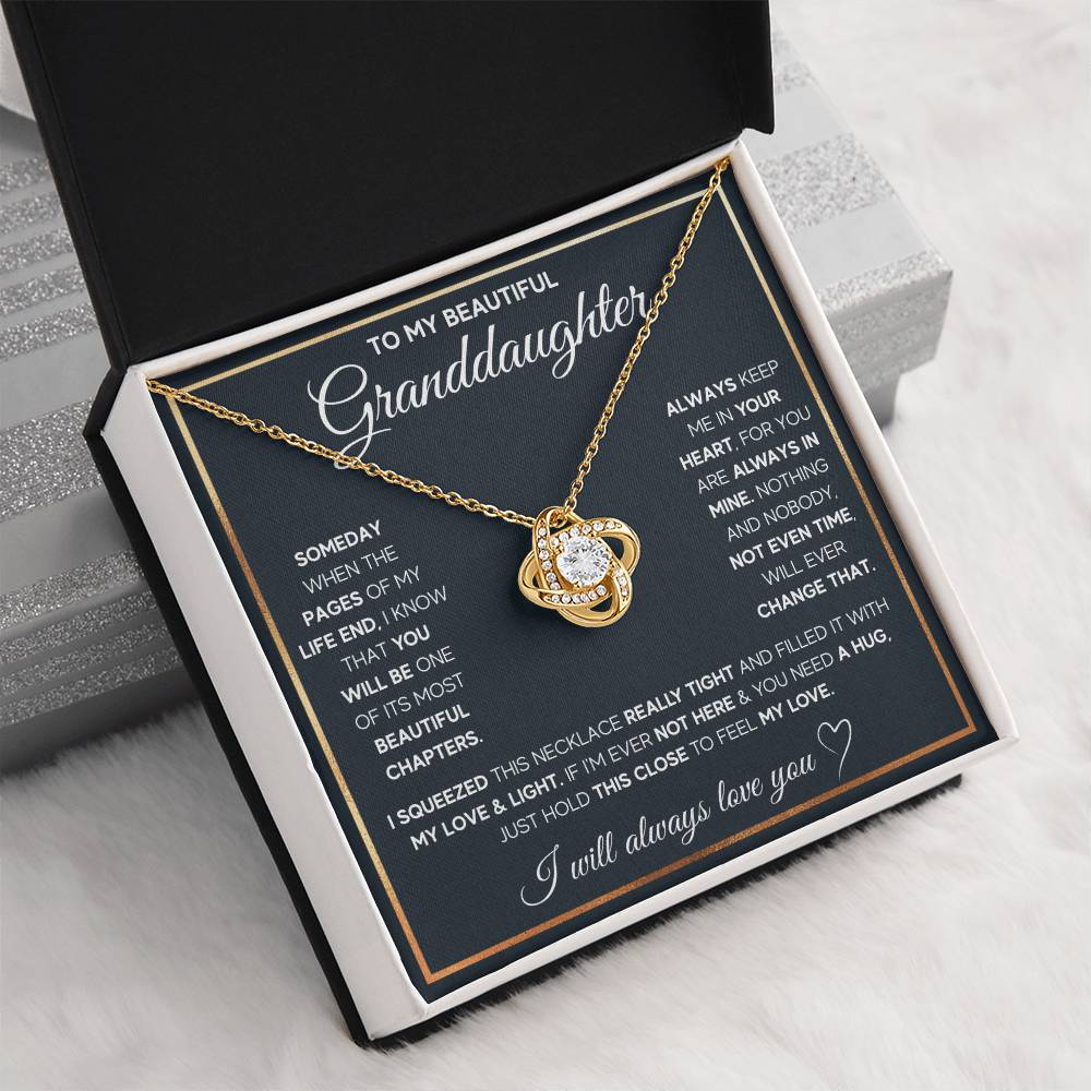 TO MY GRANDDAUGHTER SQUEEZED LOVE KNOT NECKLACE GIFT SET WHITE & GOLD
