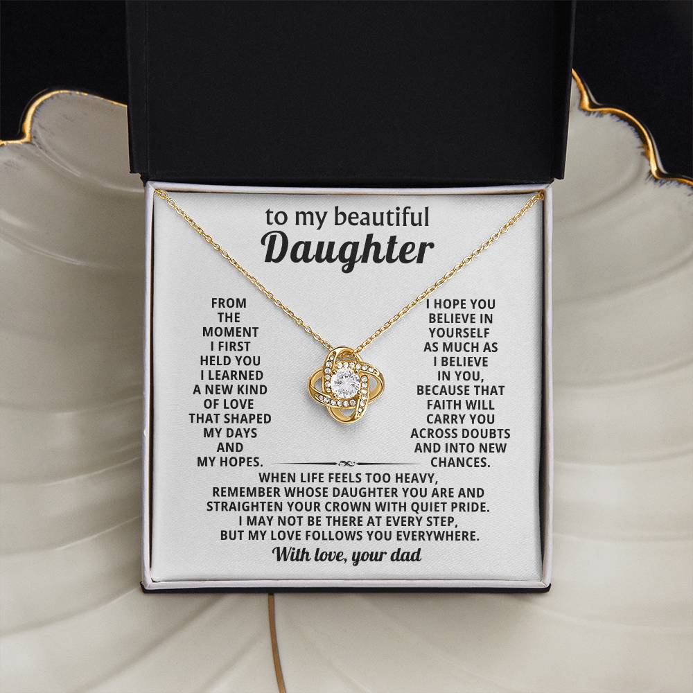 To my beautiful Daughter, From the moment I first held you I learned a new kind of love that shaped my days
