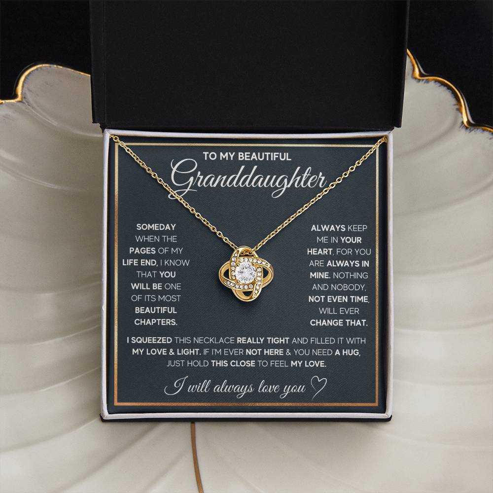 TO MY GRANDDAUGHTER SQUEEZED LOVE KNOT NECKLACE GIFT SET WHITE & GOLD