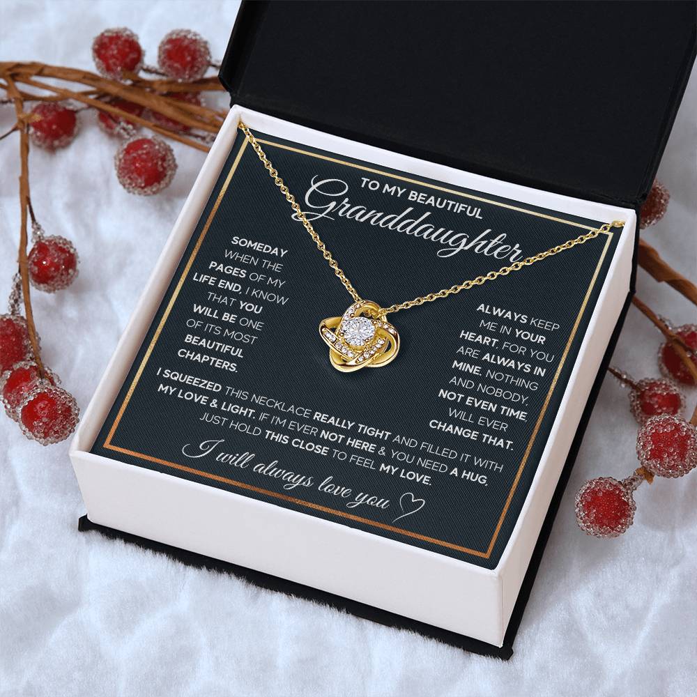 TO MY GRANDDAUGHTER SQUEEZED LOVE KNOT NECKLACE GIFT SET WHITE & GOLD