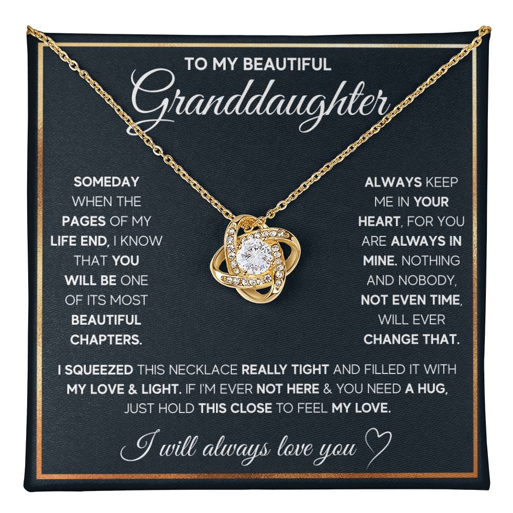 TO MY GRANDDAUGHTER SQUEEZED LOVE KNOT NECKLACE GIFT SET WHITE & GOLD