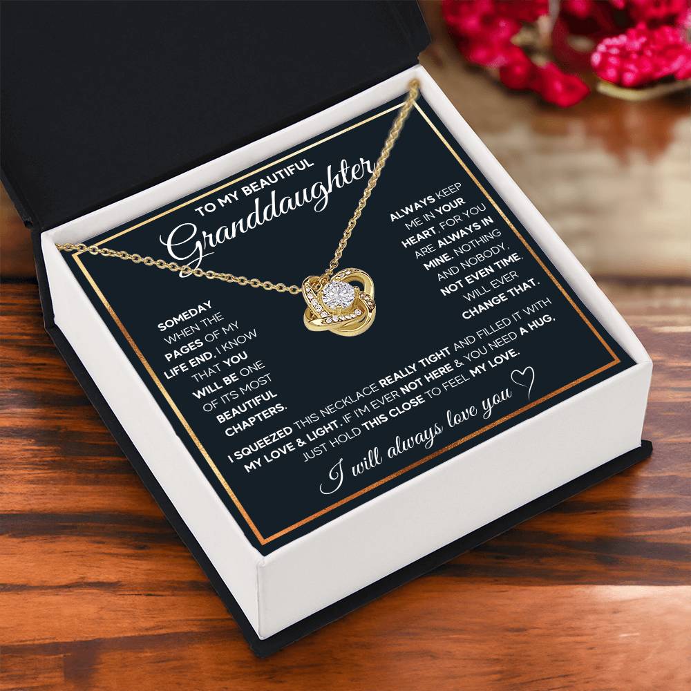 TO MY GRANDDAUGHTER SQUEEZED LOVE KNOT NECKLACE GIFT SET WHITE & GOLD