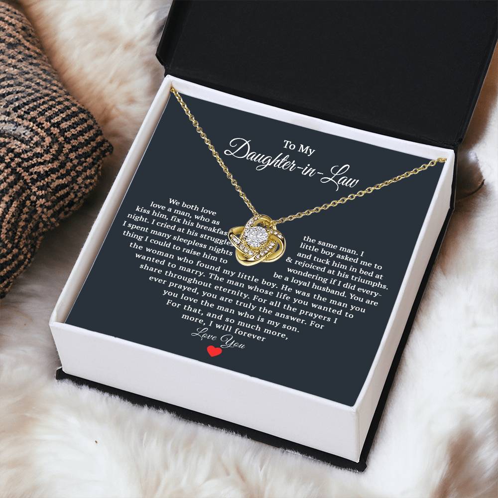 TO MY DAUGHTER IN LAW PRAYERS LOVE KNOT NECKLACE GIFT SET
