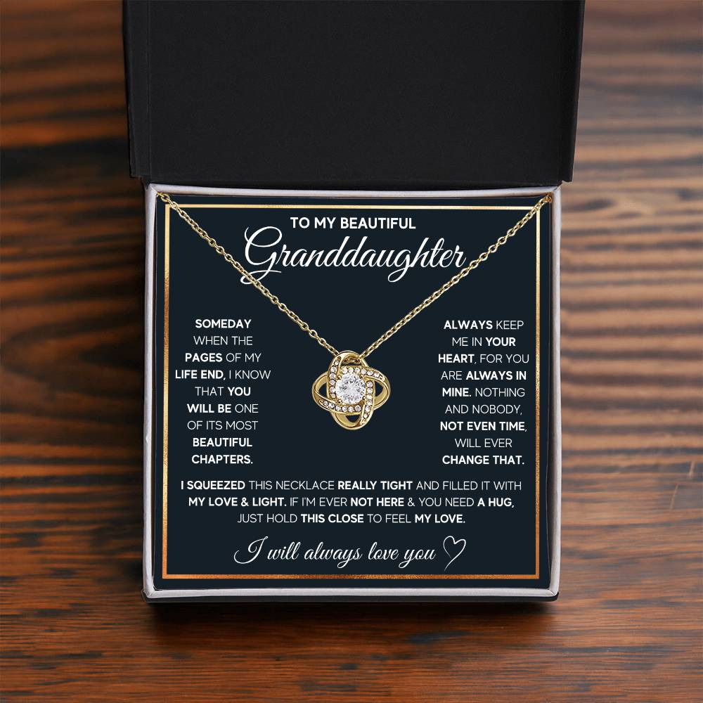 TO MY GRANDDAUGHTER SQUEEZED LOVE KNOT NECKLACE GIFT SET WHITE & GOLD