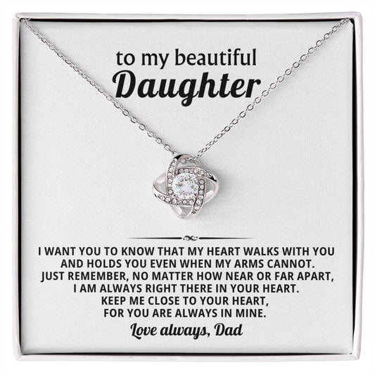 To my beautiful Daughter, I am always right there in your heart