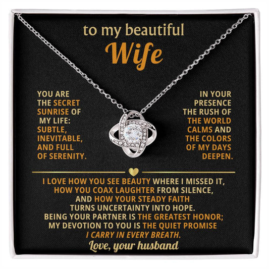 To my beautiful Wife, You are the secret sunrise of my life