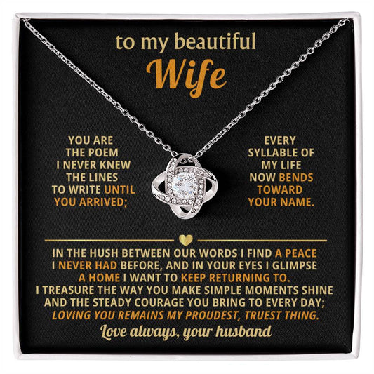 To my beautiful Wife, You are the poem I never knew the lines to write until you arrived