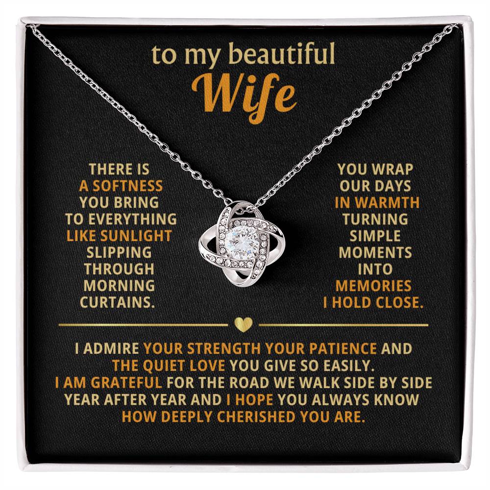 To my beautiful wife, There is a softness you bring to everything like sunlight