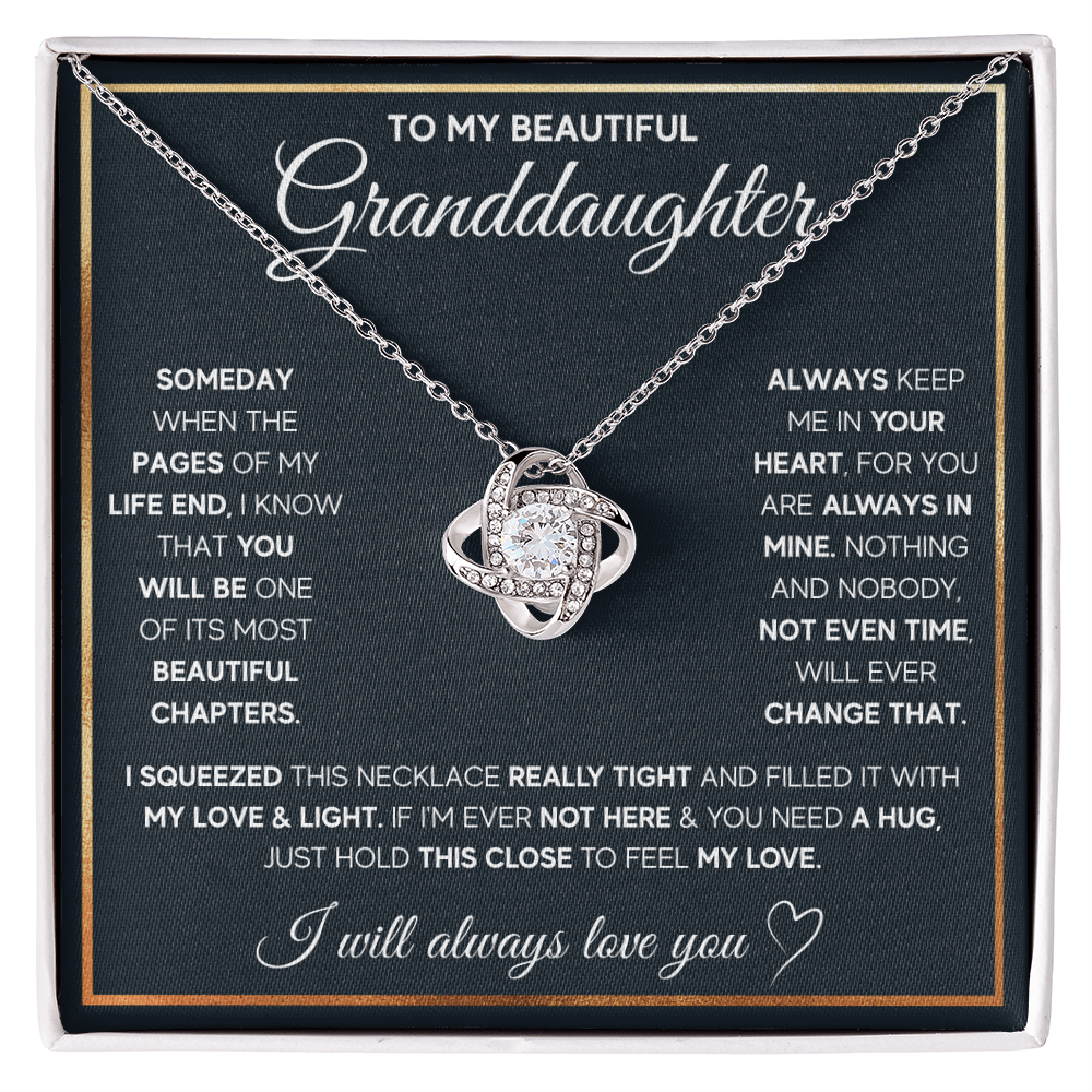 TO MY GRANDDAUGHTER SQUEEZED LOVE KNOT NECKLACE GIFT SET WHITE & GOLD