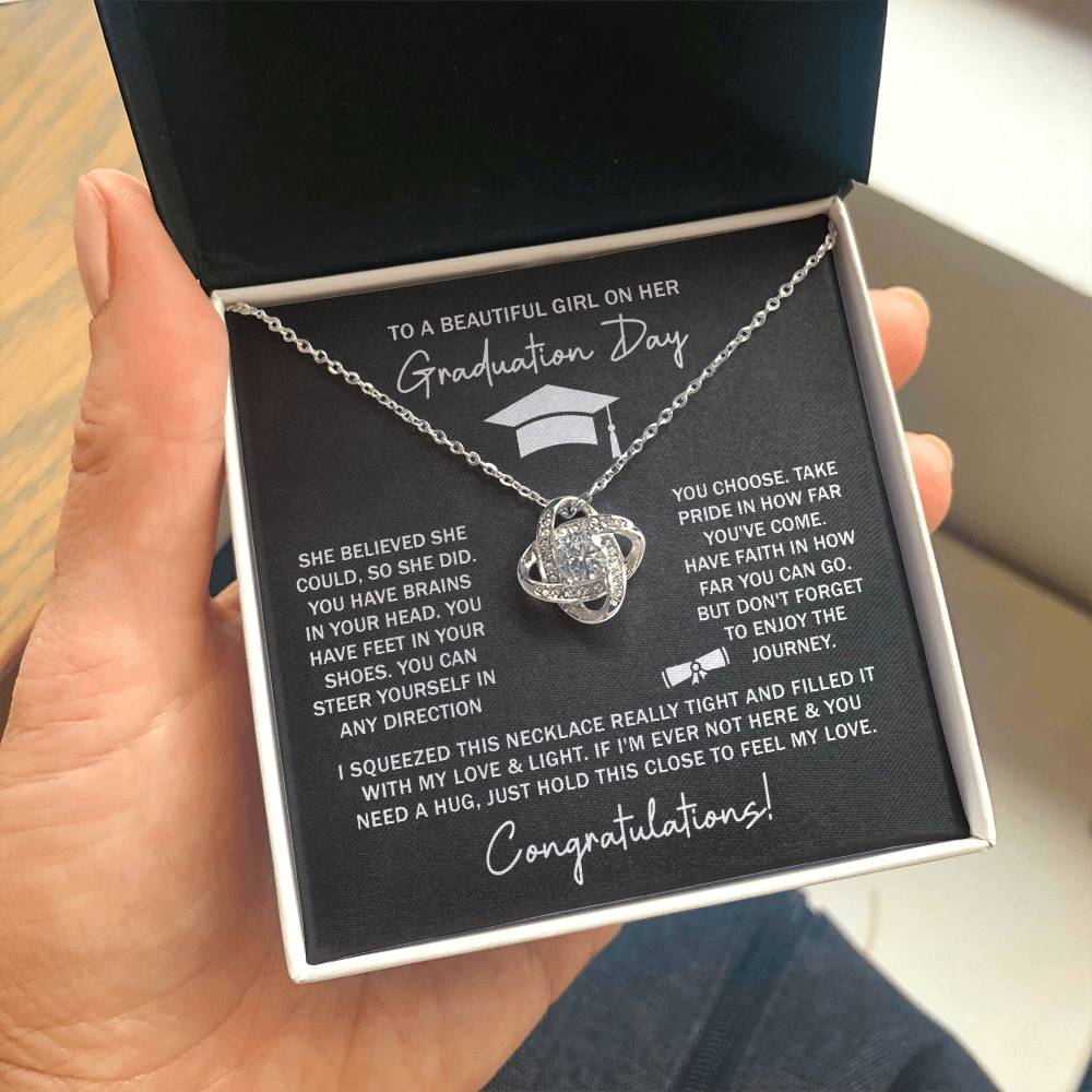 GRADUATION FOR HER SQUEEZED  LOVE KNOT NECKLACE