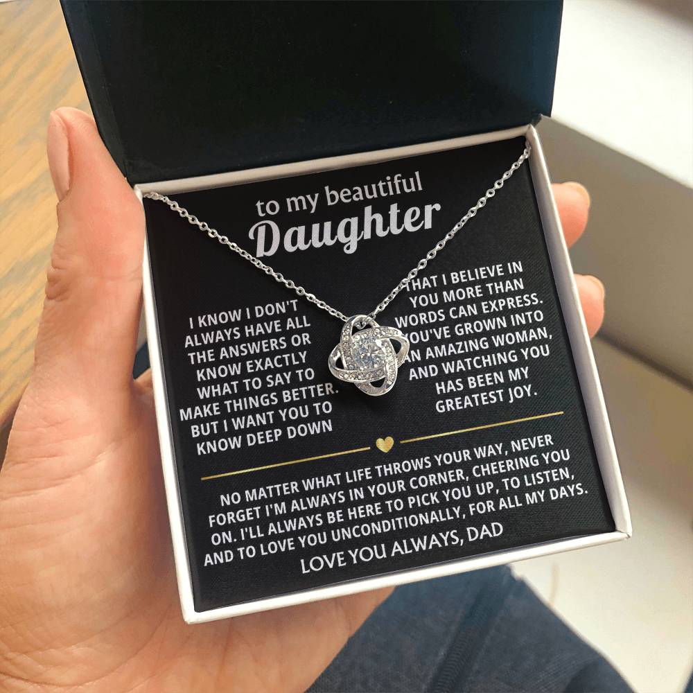 To My Beautiful Daughter, I'm always in your corner, cheering you on. — [Lux] - Love Knot