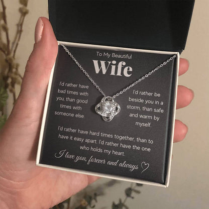 TO MY BEAUTIFUL WIFE RATHER LOVE KNOT NECKLACE GIFT SET