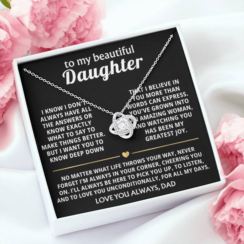 To My Beautiful Daughter, I'm always in your corner, cheering you on. — [Lux] - Love Knot
