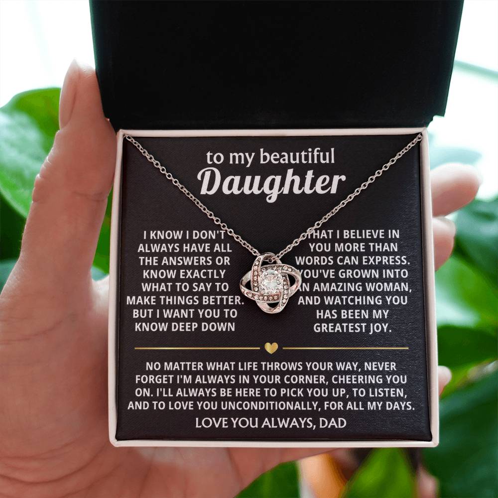 To My Beautiful Daughter, I'm always in your corner, cheering you on. — [Lux] - Love Knot