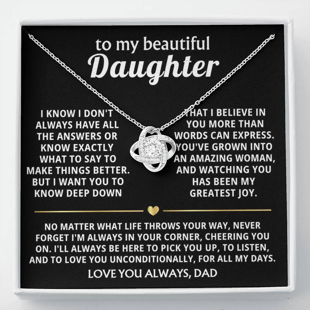 To My Beautiful Daughter, I'm always in your corner, cheering you on. — [Lux] - Love Knot