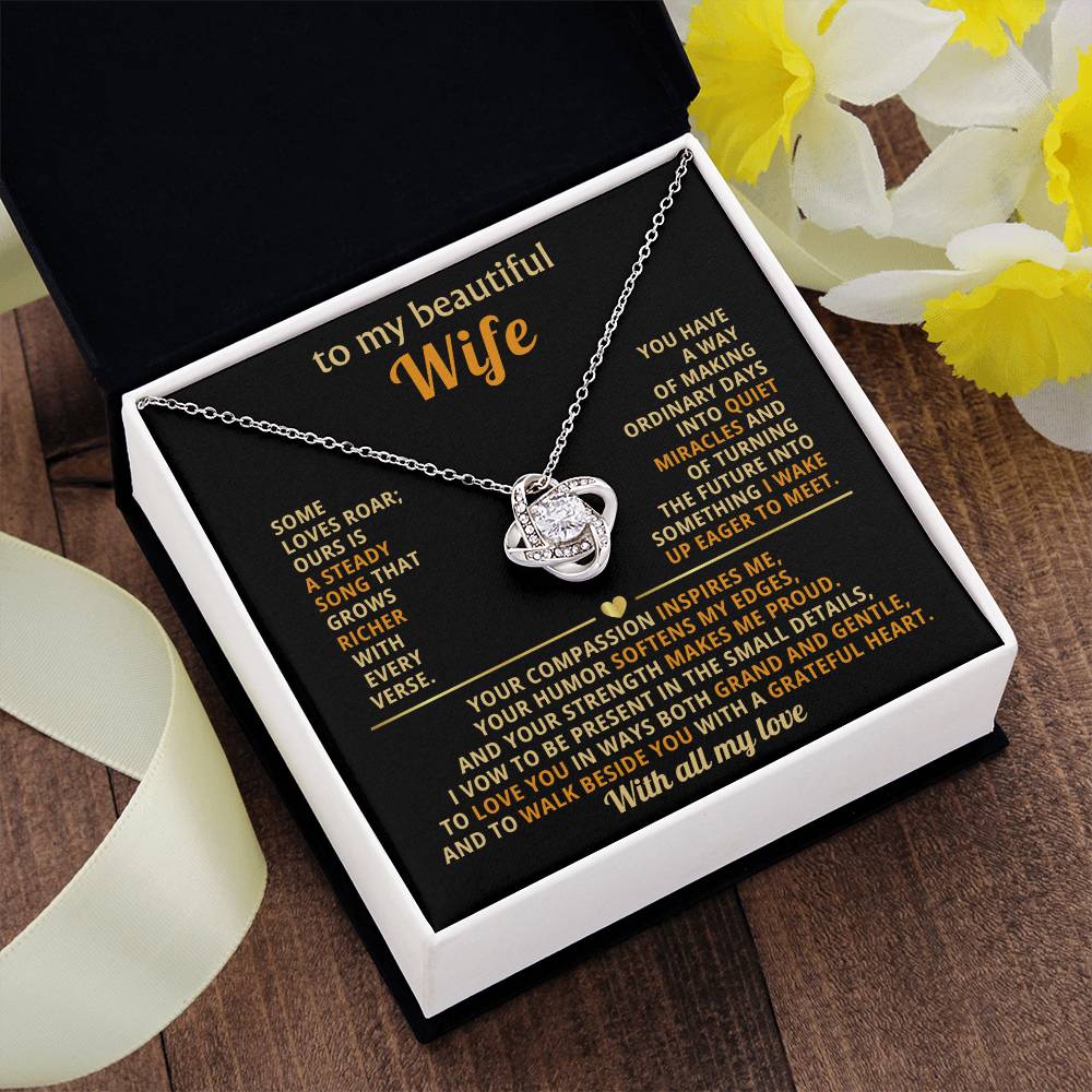 To my beautiful Wife, Some loves roar; ours is a steady song