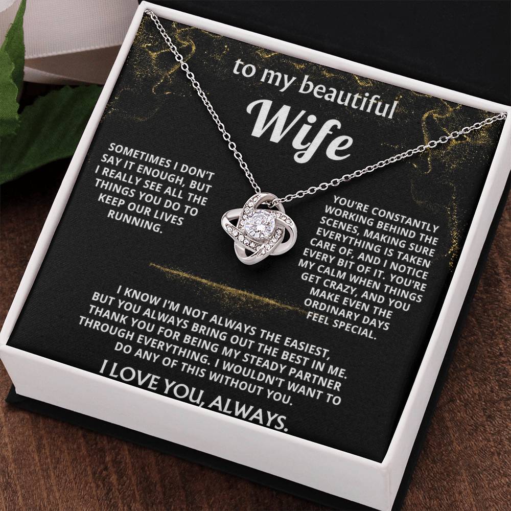 To My Wife, You're my calm and steady partner.