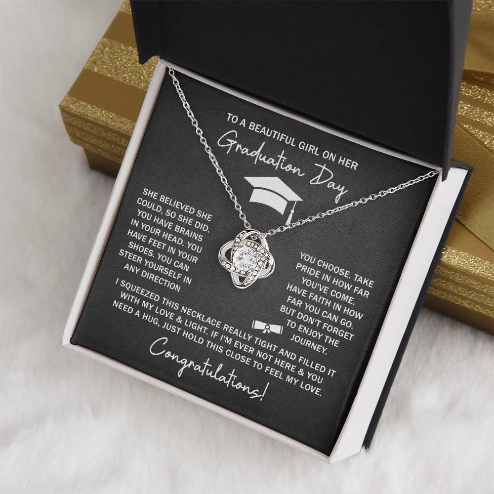 GRADUATION FOR HER SQUEEZED  LOVE KNOT NECKLACE