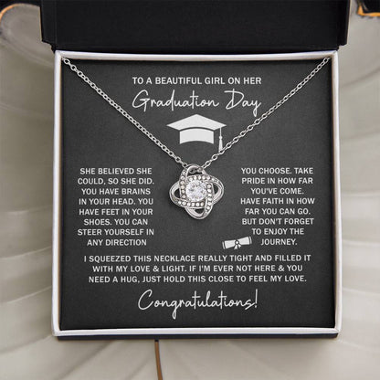 GRADUATION FOR HER SQUEEZED  LOVE KNOT NECKLACE